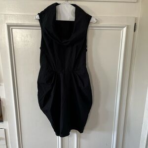 AllSaints Black Draped Cowl-Neck Mini Dress